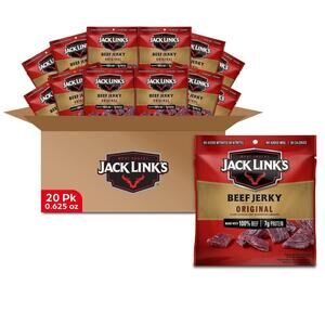Jack Link's Beef Jerky Multipack Bags Flavorful Meat Snacks 20 pks .625 oz each
